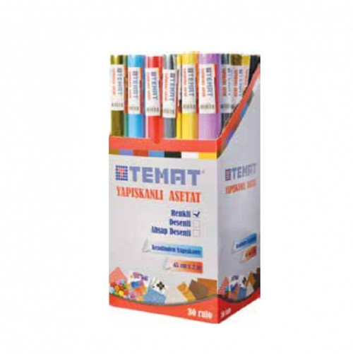 Temat Yapışkanlı Renkli Asetat 45cmx2m - 30'lu Paket