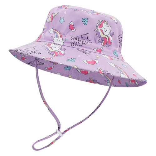 UPF50+ Güneş Korumalı Lila Unicorn Kız Çocuk Şapka