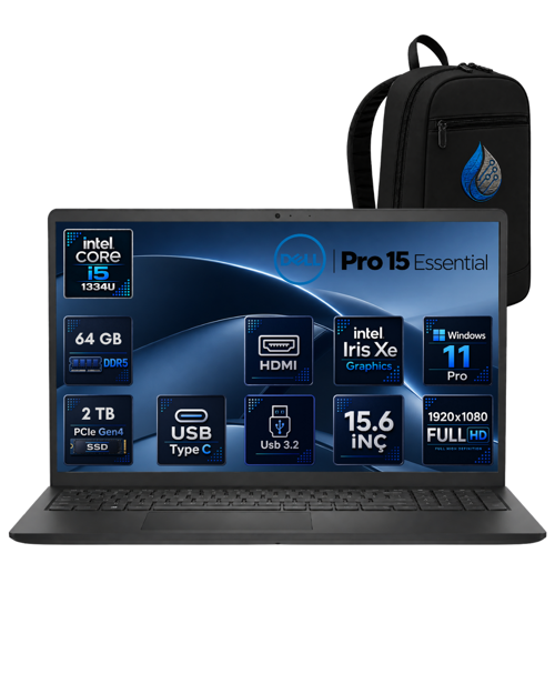 Pro 15 Essential Intel Core i5-1334U 64 GB DDR5 2 TB SSD İris Xe Graphics 15.6'' Full HD IPS 120Hz Windows 11 Pro D