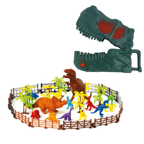 T-Rex Saklama Çantalı Dev Dinozor Parkı Oyun Seti - Koyu Yeşil
