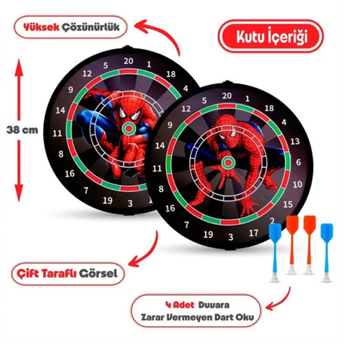 Örümcek Adam Çift Taraflı Mıknatıslı Dart Seti 38 cm