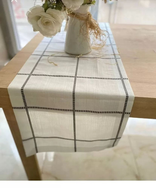 Belena Kahve Çizgili Tek Runner 30/130 cm Masa Örtüsü Runneri