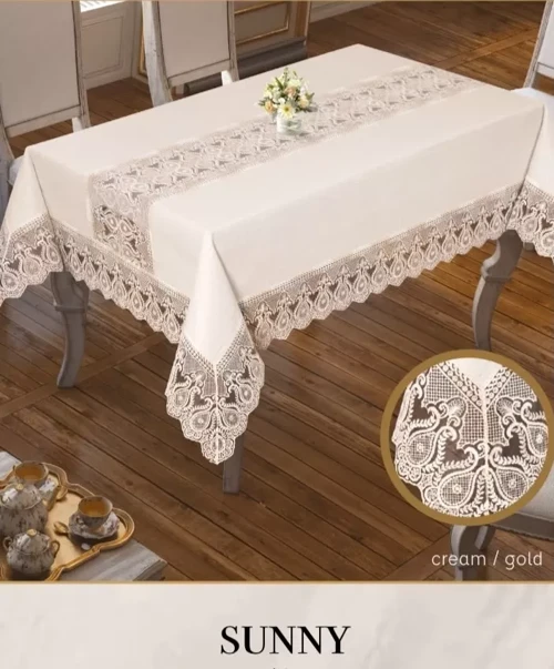 Parlak Keten Masa Örtüsü Tablecloth 160x220 cm Yemek Masası Örtüsü Sunny Model -