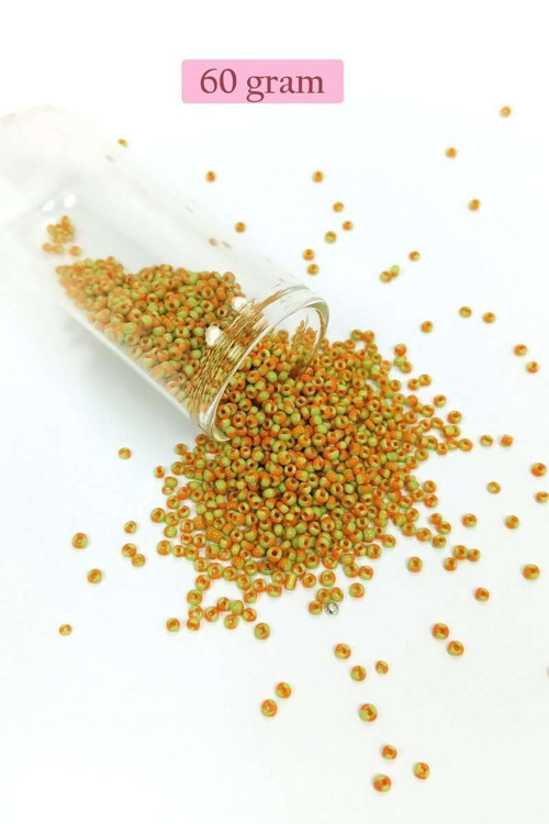 Dökme Cam Kum Boncuk (11/0) 2 mm - 60 Gram - Sarı Turuncu - BNC066