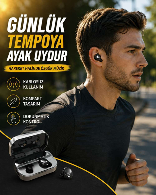 LED Ekranlı Kablosuz Kulaklık – Gürültü Önleyici Mikrofon ve Dokunmatik Özellikli