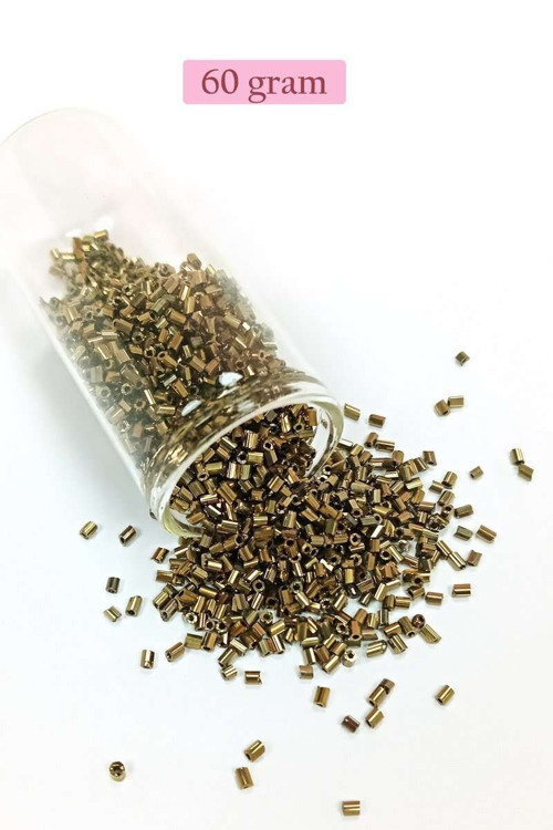 Kesme Cam Boncuk 2mm - 60 Gram - Metalik Sarı - BNC390