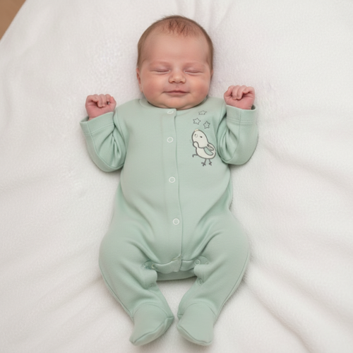Unisex Bebek Pamuklu Uzun Kollu Çıtçıtlı Tulum 3-9 Ay