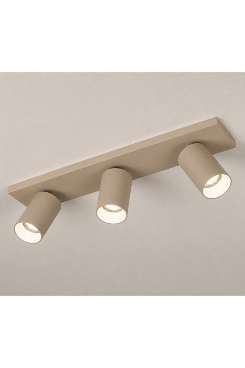 3 lü Led Spot Üçlü Dikdörtgen Mat Bej Renk Hareketli GU10 LED Tavan Spot Avize OS RAM Syl vania Ampul Seçenekli