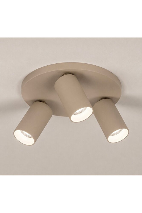Üçlü 3’lü Yuvarlak LED Spot Avize Mat Bej Hareketli Başlıklı Tavan Spot GU10 OS RAM SLY VANIA LED Ampullü Led Spot Tavan Modern Avize