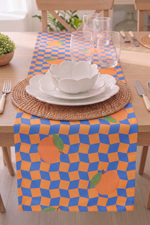 Orange Citrus Baskılı Runner 40x140 cm