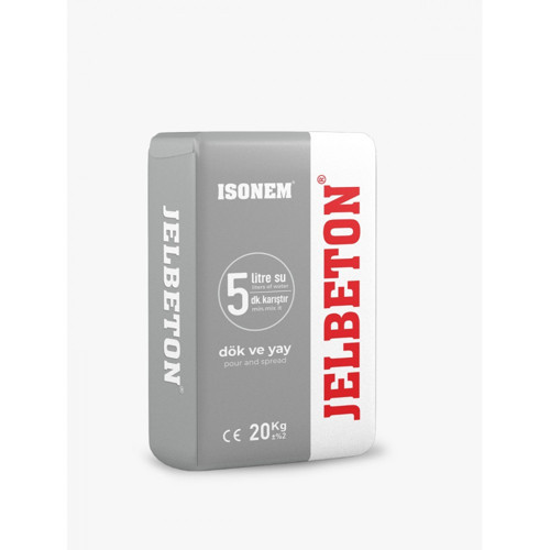 İSONEM JELBETON GRİ 20 KG – ÇİMENTO ESASLI KENDİLİĞİNDEN YAYILAN RENKLİ ZEMİN KAPLAMA HARCI
