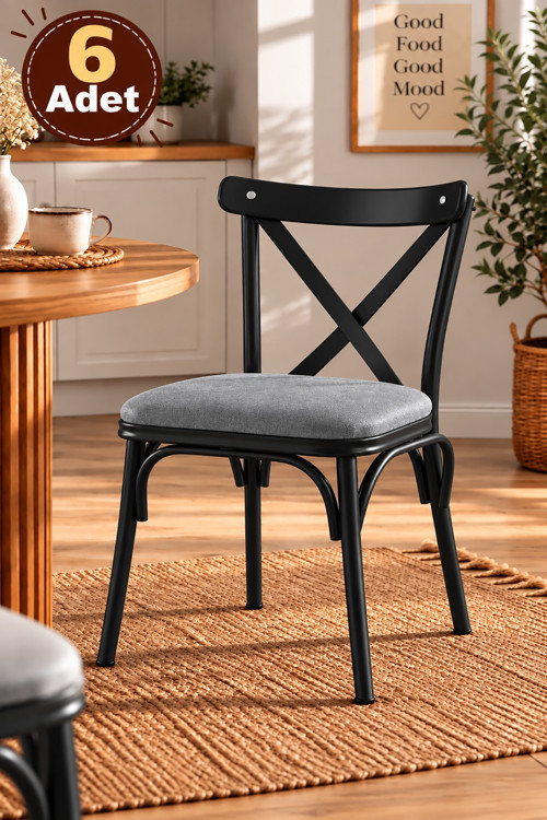 6 Adet Çapraz Metal Sandalye Cafe,Restaurant,Mutfak,Salon,Yemek Odası Sandalyesi