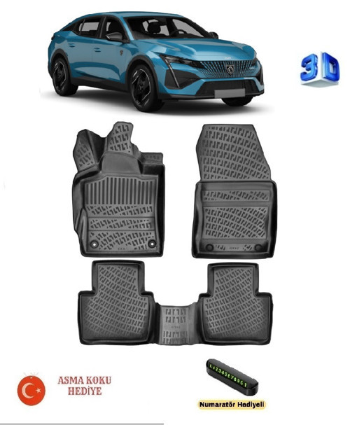 Peugeot 408 (Benzin/Dizel) 2023 Sonrası Uyumlu 3D Havuzlu Paspas ASMA KOKU VE NUMARATÖR HEDİYELİ