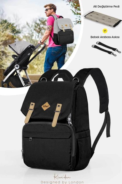 Coolbag Anne Bebek Bakım Sırt Çantası-Askı Aparatı Alt Açma Termal Göz Su Geçirmez / Siyah