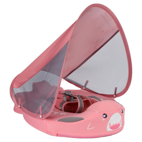 Yüzme Simidi - Pink Shark, Emniyetli, Gölgelikli ve Ayak Destekli