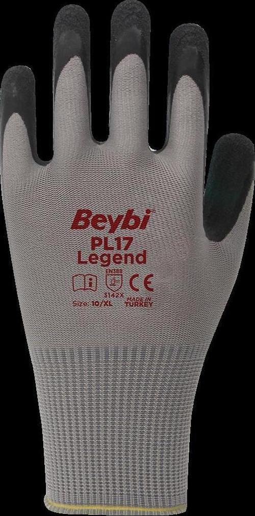 PL17 Polyester Örme Lateks Camcı İş Eldiveni 9 Beden - 12 Çift Beybi Marka