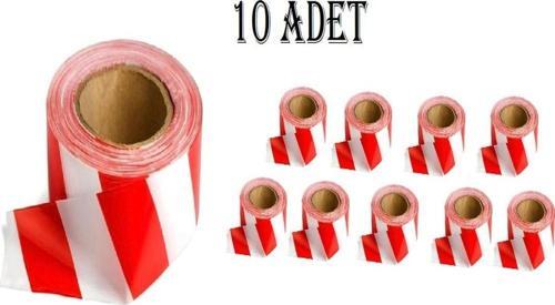 500 Metre Çok Amaçlı Emniyet Şeridi Kırmızı Beyaz X 10 Adet