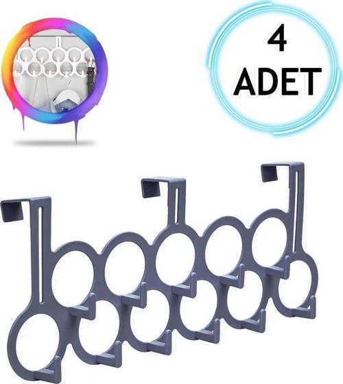4 Adet Gri Gondol Kapı Arkası Askılık - Çok Amaçlı Kapı Arkası Askılığı