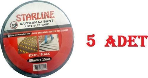 50 Mm * 15 M Yüksek Tutuşlu Kaydırmaz Bant Starline Siyah X 5 Adet