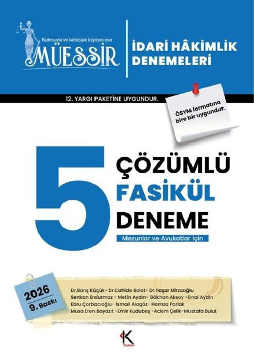 Müessir İdari Hakimlik Denemeleri - 2026 Çözümlü 5 Deneme