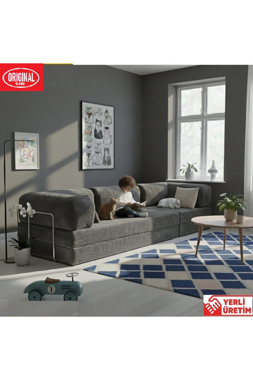 K300X100 KÖŞE KOLTUK TAKIMI YIKANABİLİR KADİFE KUMAŞLI MODÜLER KÖŞE TAKIMI