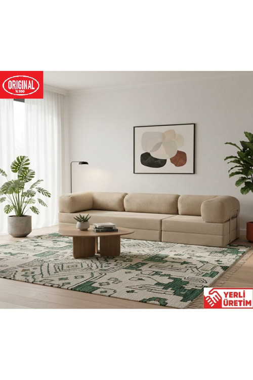 K300X100 KÖŞE KOLTUK TAKIMI YIKANABİLİR KADİFE KUMAŞLI MODÜLER KÖŞE TAKIMI
