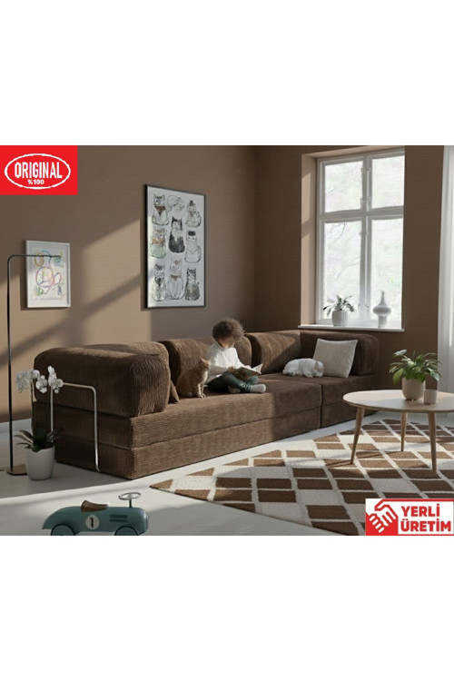 K300X100 KÖŞE KOLTUK TAKIMI YIKANABİLİR KADİFE KUMAŞLI MODÜLER KÖŞE TAKIMI