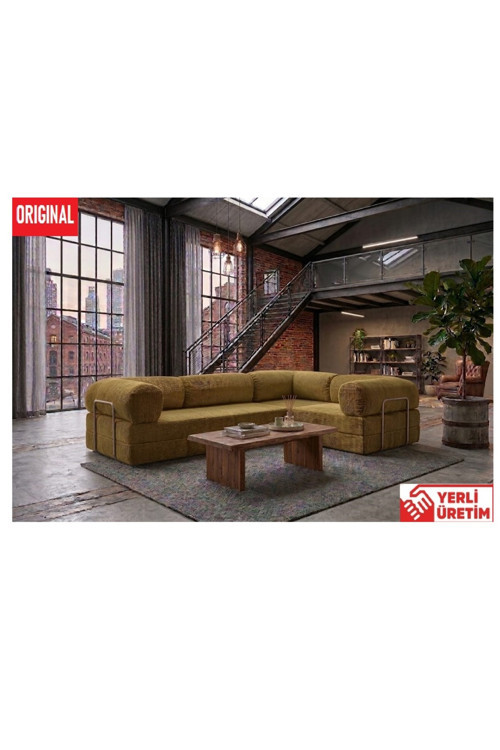 KK300X200 KÖŞE KOLTUK 2 YATAKLI FİTİLLİ KADİFE KUMAŞLI ŞARK KÖŞE