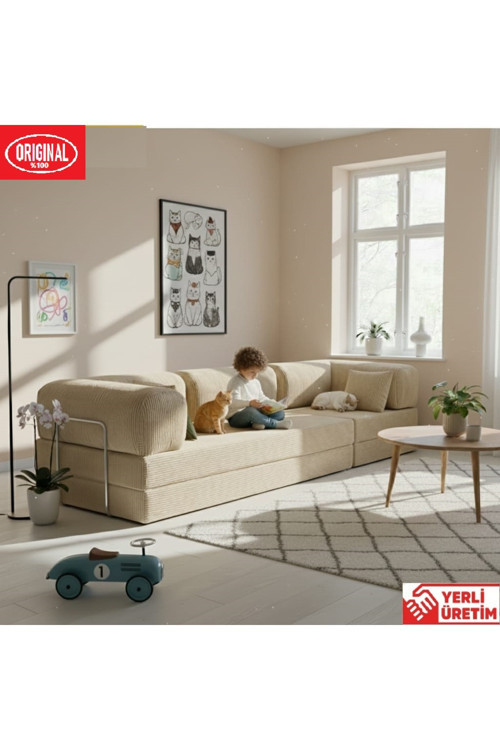 K300X100 KÖŞE KOLTUK TAKIMI YIKANABİLİR KADİFE KUMAŞLI MODÜLER KÖŞE TAKIMI
