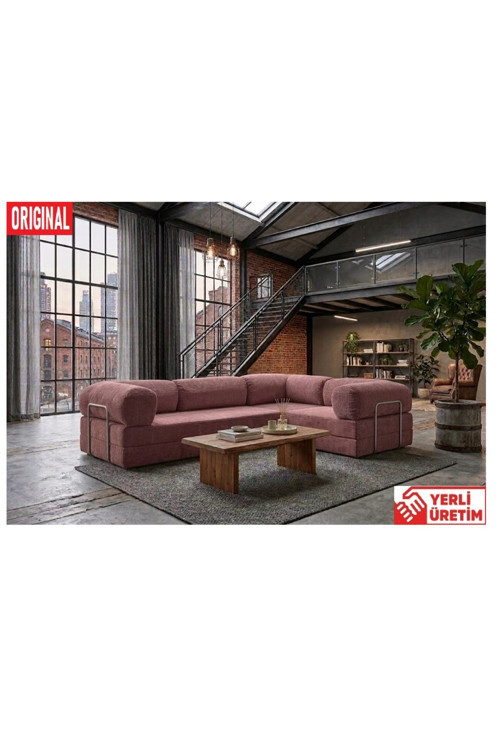 KK300X200 KÖŞE KOLTUK 2 YATAKLI FİTİLLİ KADİFE KUMAŞLI ŞARK KÖŞE
