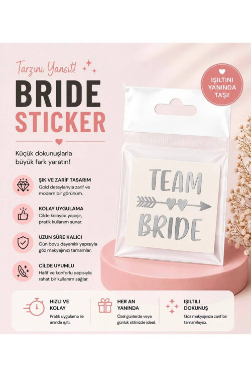 Bride Gold Renkli Altın Sarısı - Gümüş Geçici Dövme Bekarlığa Veda Partisi (1 Paket İçerisinde 10 Adet)