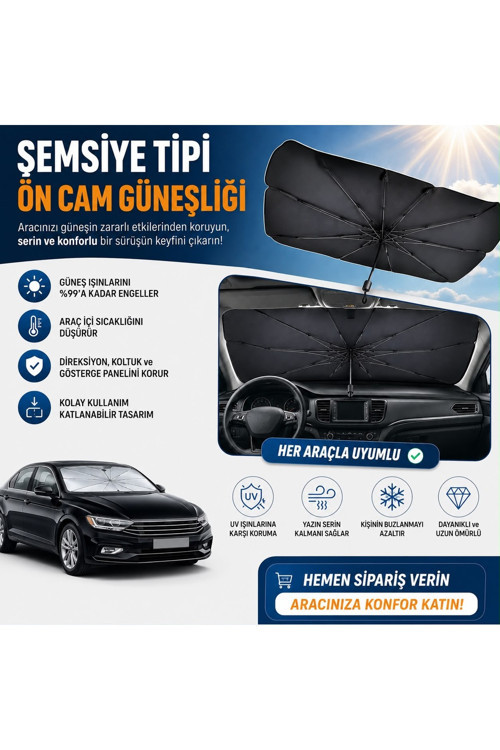 Araç içi Üniversal Ön Cam şemsiye Büyük Boy Katlanabilir Güneşlik