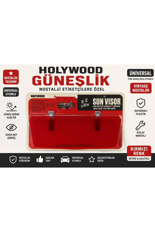 Holywood Güneşlik Nostalji Etiketçilere Özel Üniversal Kırmızı