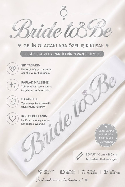 Rose Gold Gümüş Bride To Be Kuşak