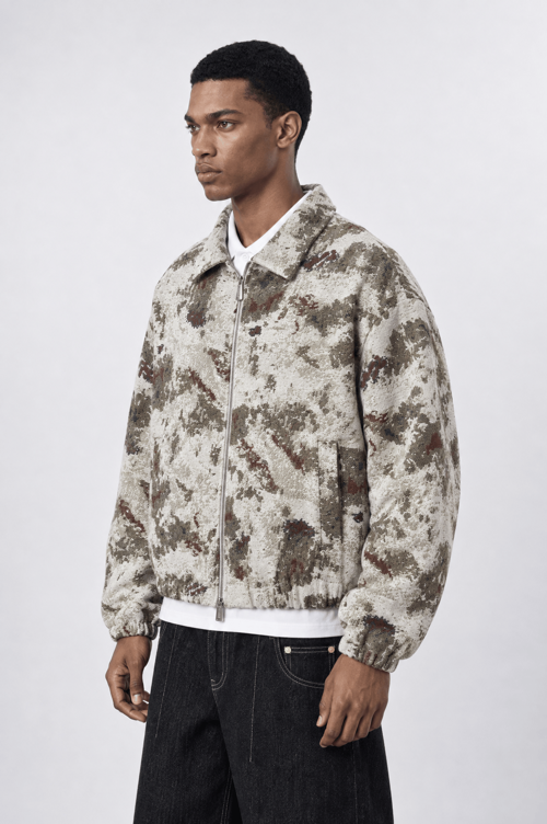 Erkek Jakarlı Oversize Bomber Ceket Bej