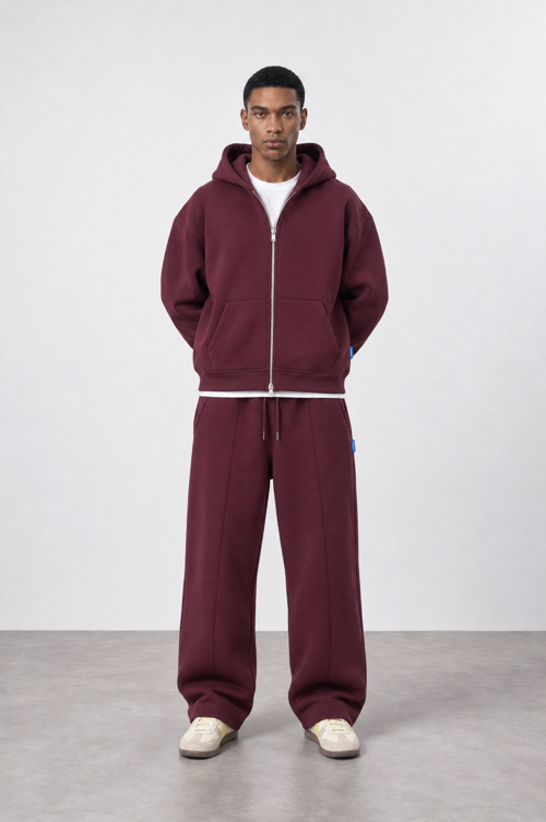 Erkek Basic Panda Baggy Eşofman Altı Bordo