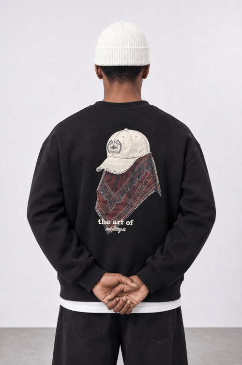 Erkek The Art Of Patch Detaylı Oversize Sweatshirt Siyah