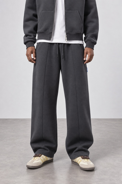 Erkek Basic Panda Baggy Eşofman Altı Füme