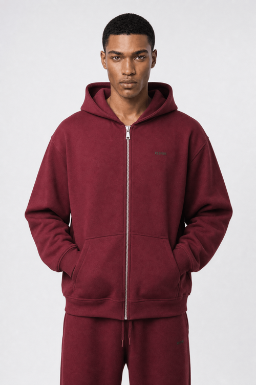Erkek Respire Basic Oversize Zip Bordo