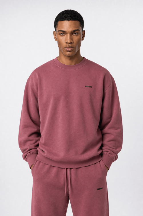 Erkek Respire Basic Oversize Sweatshirt Gül