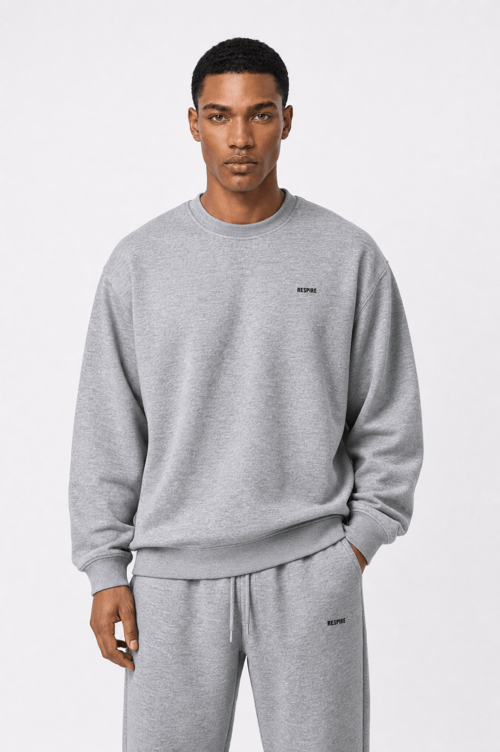 Erkek Respire Basic Oversize Sweatshirt Gri Melanj