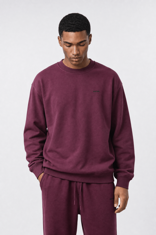 Erkek Respire Basic Oversize Sweatshirt Vişne