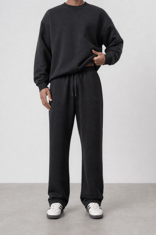 Erkek Respire Basic Baggy Eşofman Altı Siyah