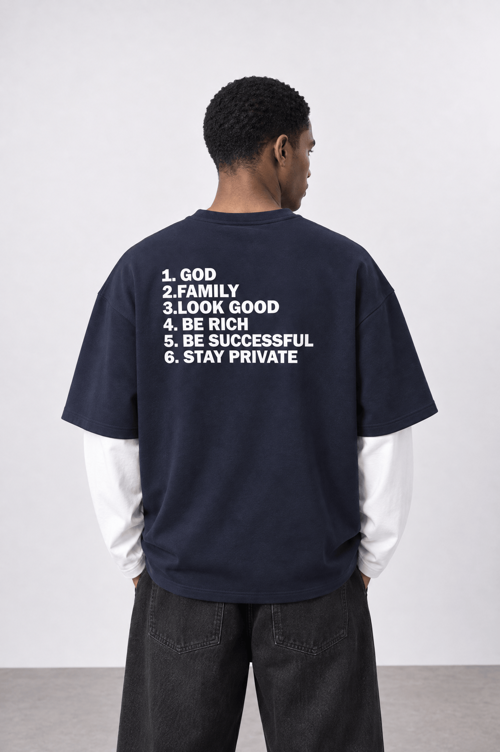 Erkek Double Sleeve Oversize Sweatshirt Lacivert