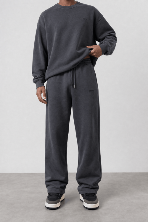 Erkek Respire Basic Baggy Eşofman Altı Füme