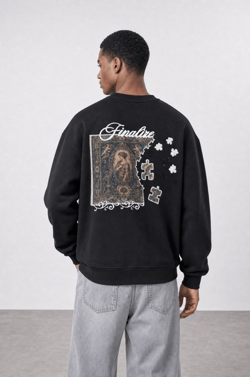 Erkek Finalize Patch Detaylı Oversize Sweatshirt Siyah