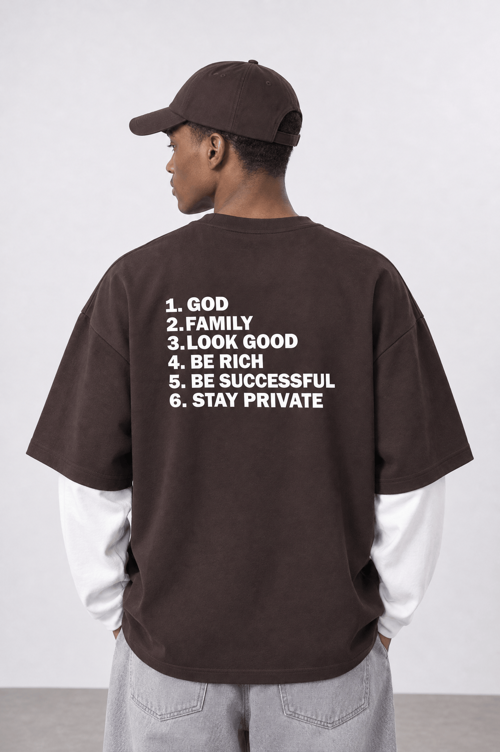 Erkek Double Sleeve Oversize Sweatshirt Kahve