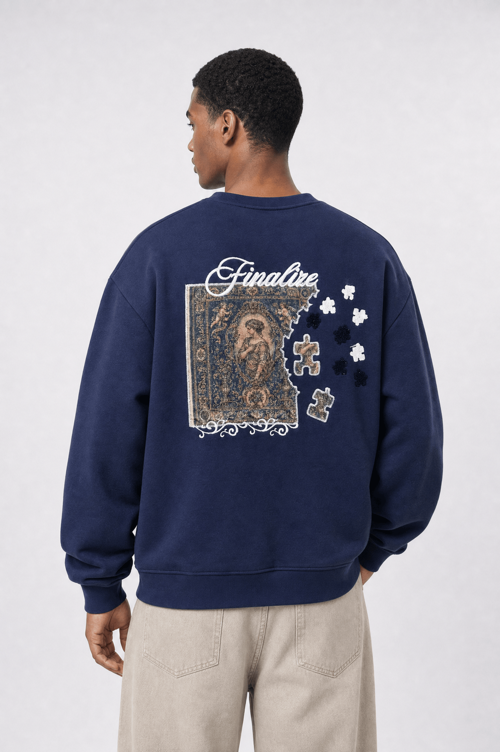 Erkek Finalize Patch Detaylı Oversize Sweatshirt Lacivert