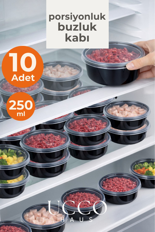 10'lu 250 ml Kıyma Et Sos Kemik Suyu Sebze Saklama Kabı Sızdırmaz Mikrodalga Buzluk Düzenleyici