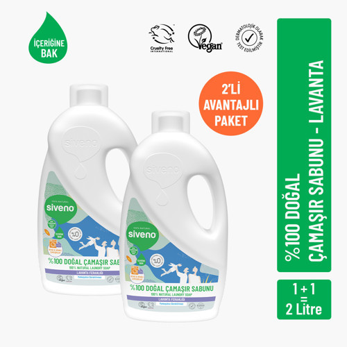 %100 Doğal Çamaşır Sabunu Lavanta Yağlı Kendinden Yumuşatıcılı Bitkisel Deterjan 1000 ml X2